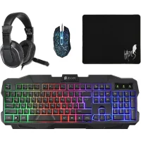 Комплект клавиатура + мышь с ковриком + наушники Oklick HS-HKM200G Hades фото 1